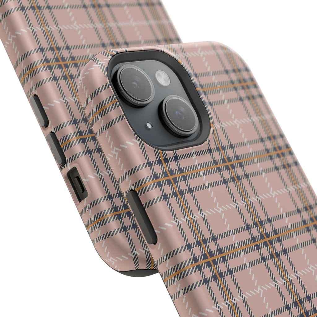 Pink Plaid Magnetic Impact-Resistant Phone Case