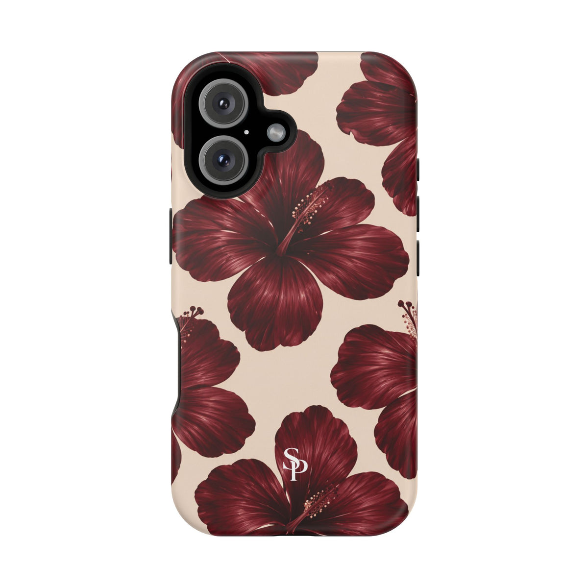 Burgundy Hibiscus Floral Magnetic Phone Case