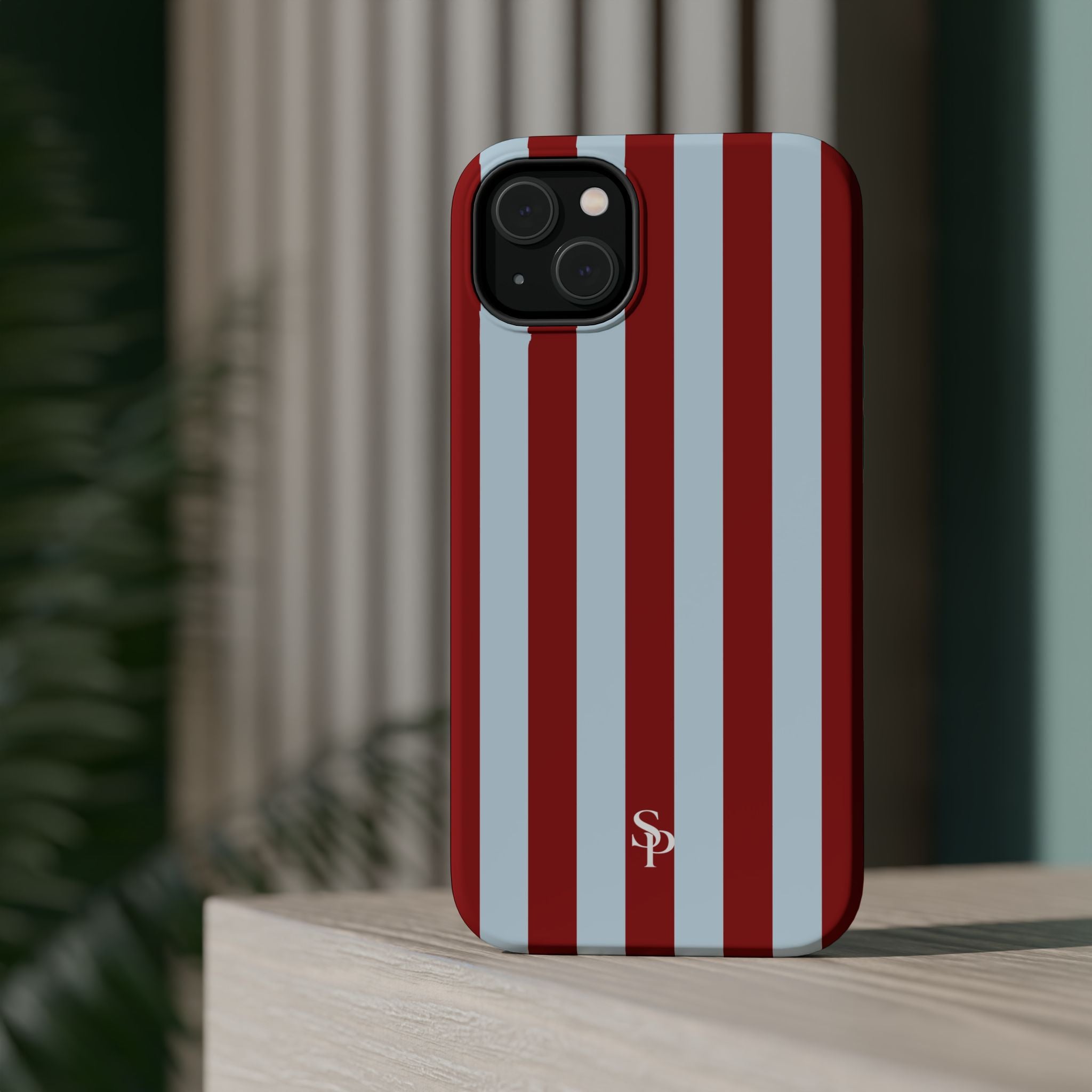 Red & Light Blue Vertical Stripe Magnetic Impact-Resistant Phone Case