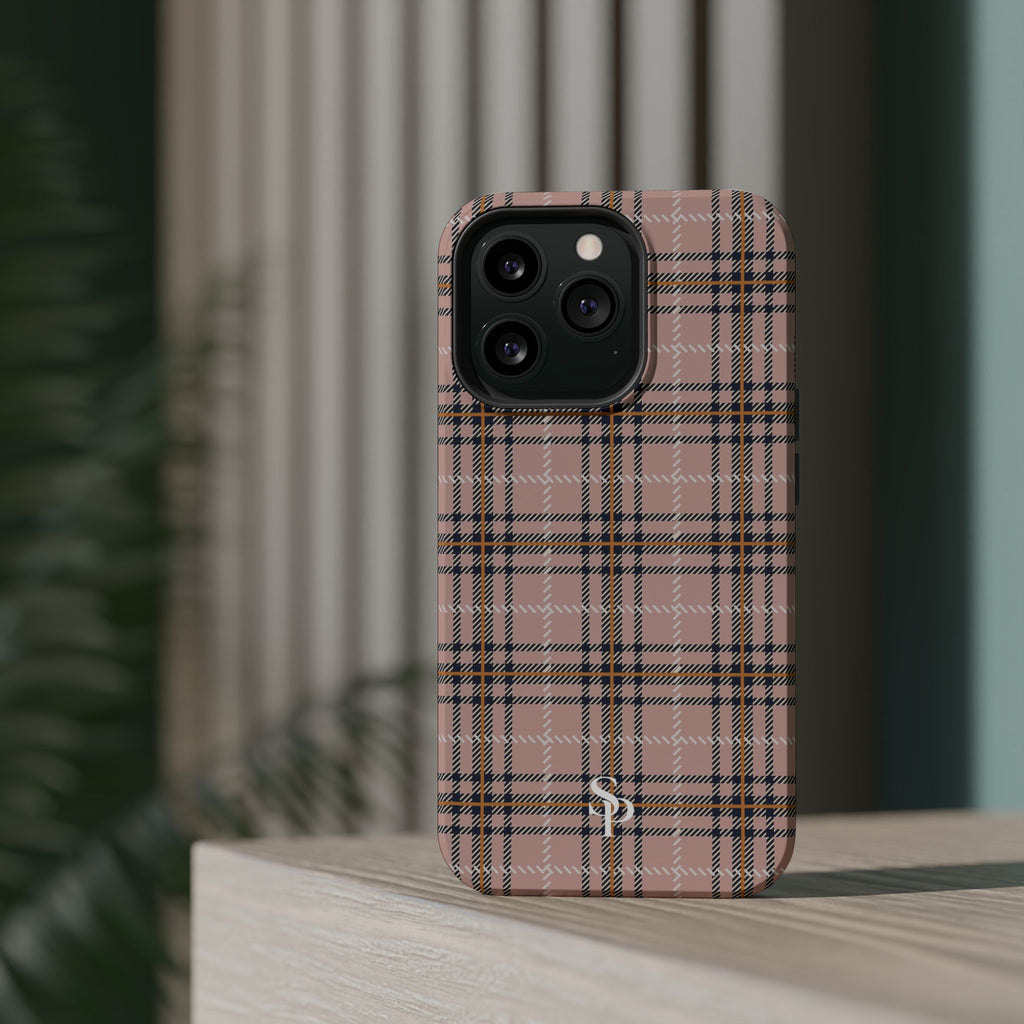 Pink Plaid Magnetic Impact-Resistant Phone Case
