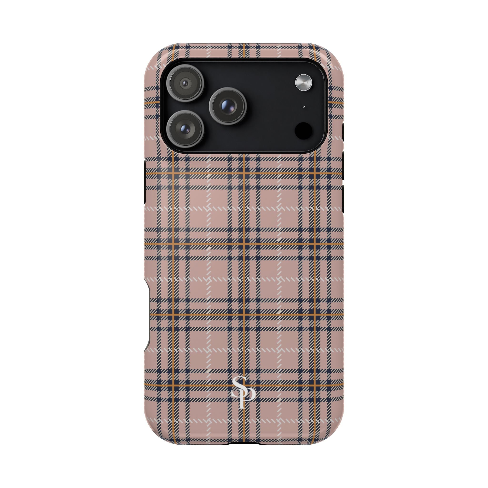 Pink Plaid Magnetic Impact-Resistant Phone Case