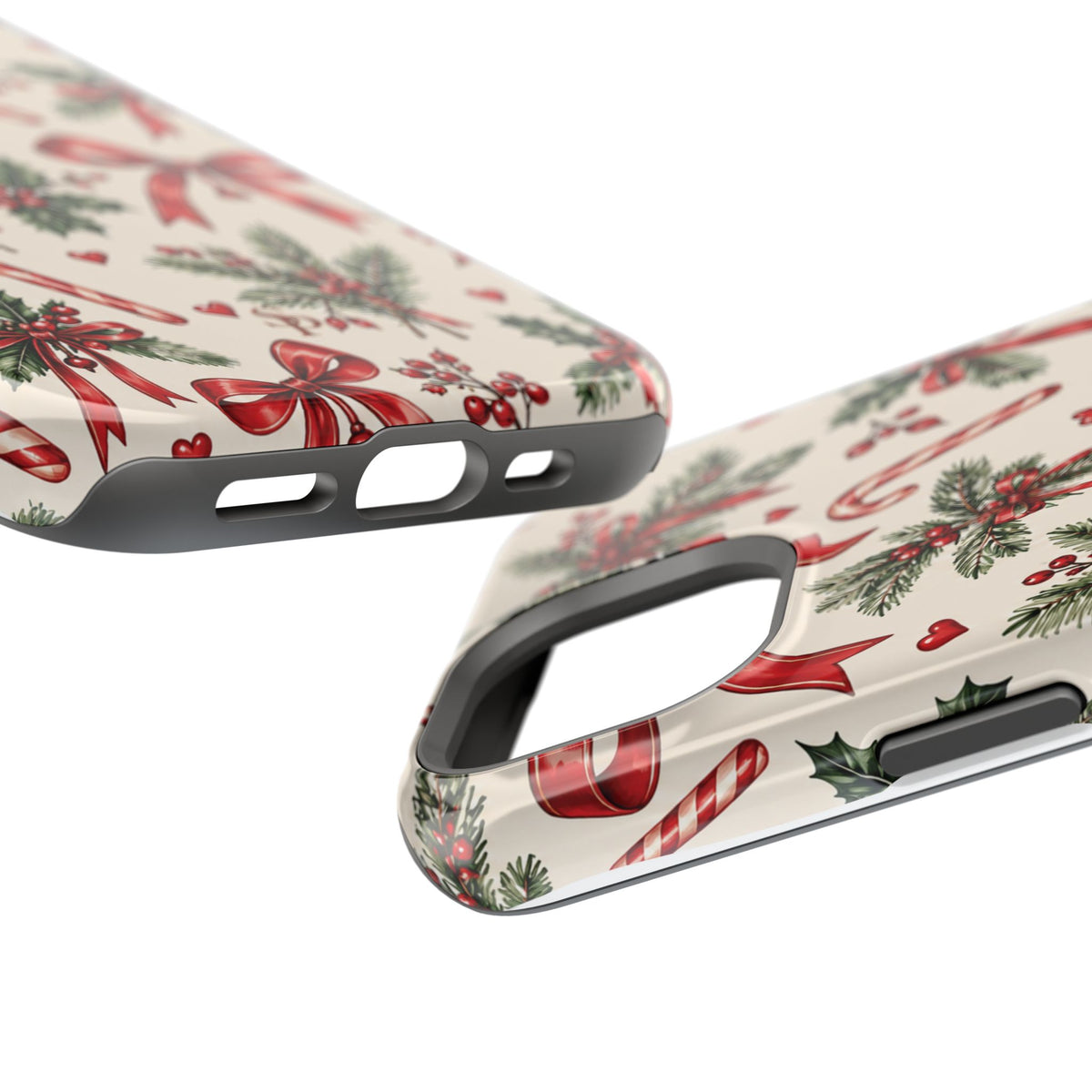 Christmas Candy Cane & Bow Magnetic Phone Case