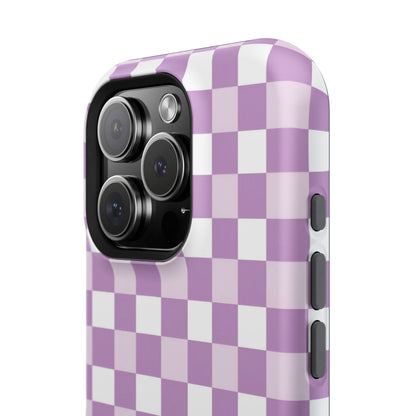 Purple Checkerboard Impact-Resistant Phone Case