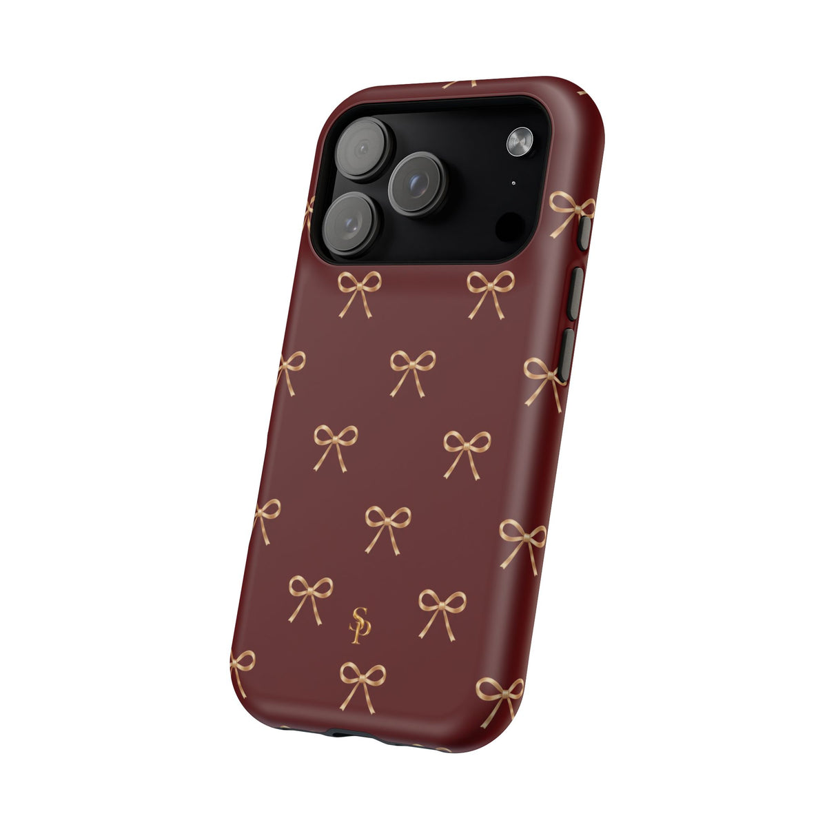 Burgundy Festive Gold Bow Magnetic Phone Case