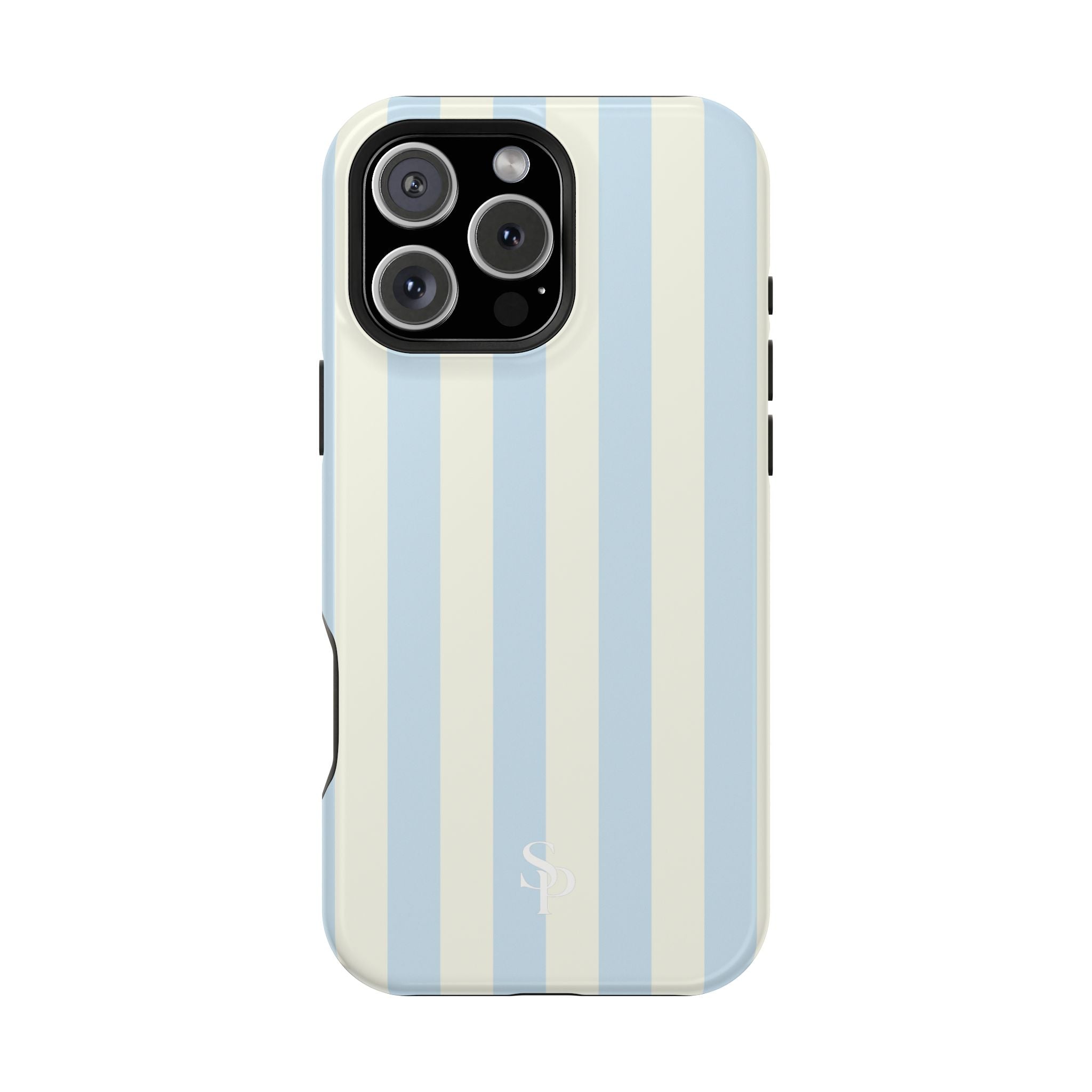 Pastel Blue & Cream Stripe Magnetic Impact-Resistant Phone Case