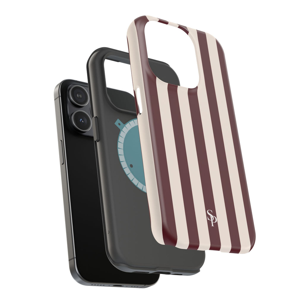 Burgundy Striped Magnetic Phone Case