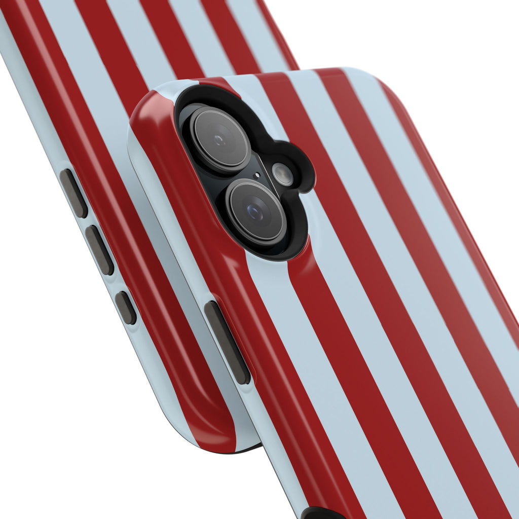 Red & Light Blue Vertical Stripe Magnetic Impact-Resistant Phone Case