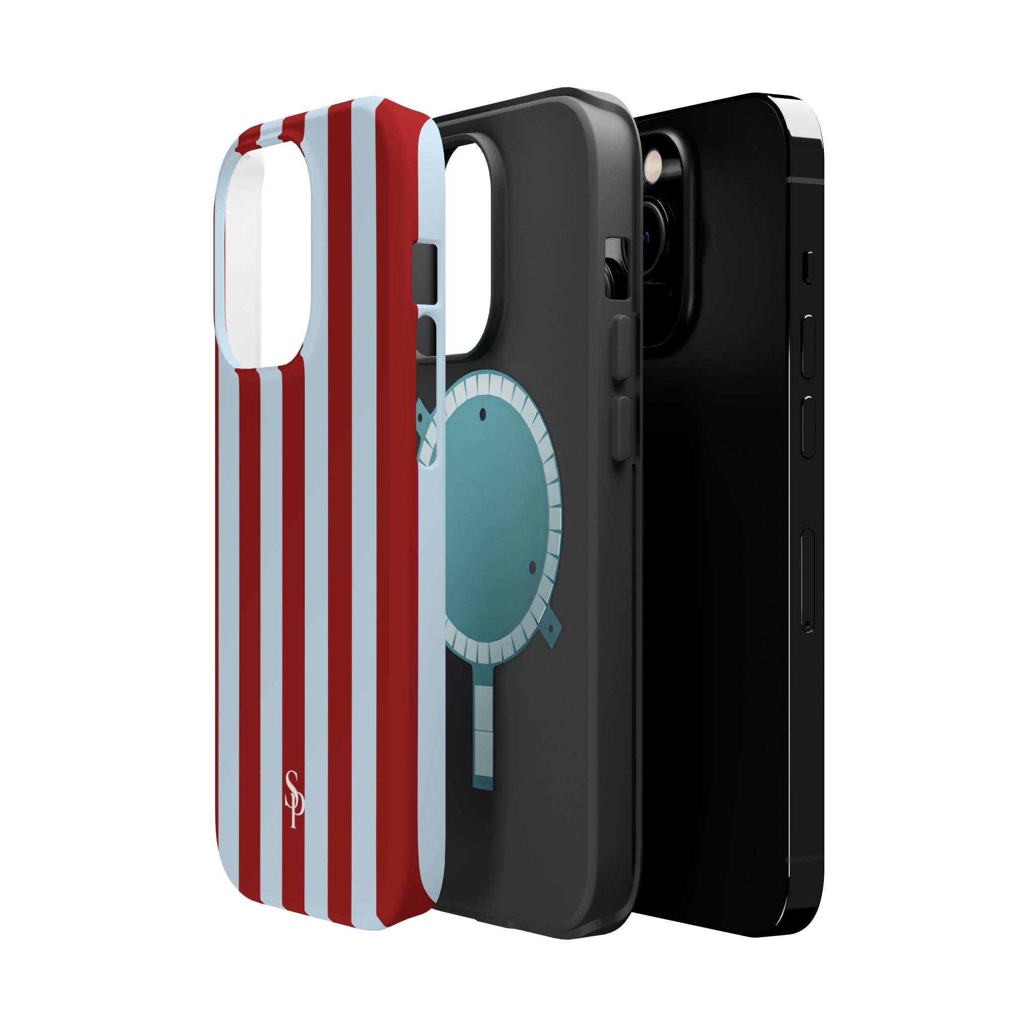 Red & Light Blue Vertical Stripe Magnetic Impact-Resistant Phone Case