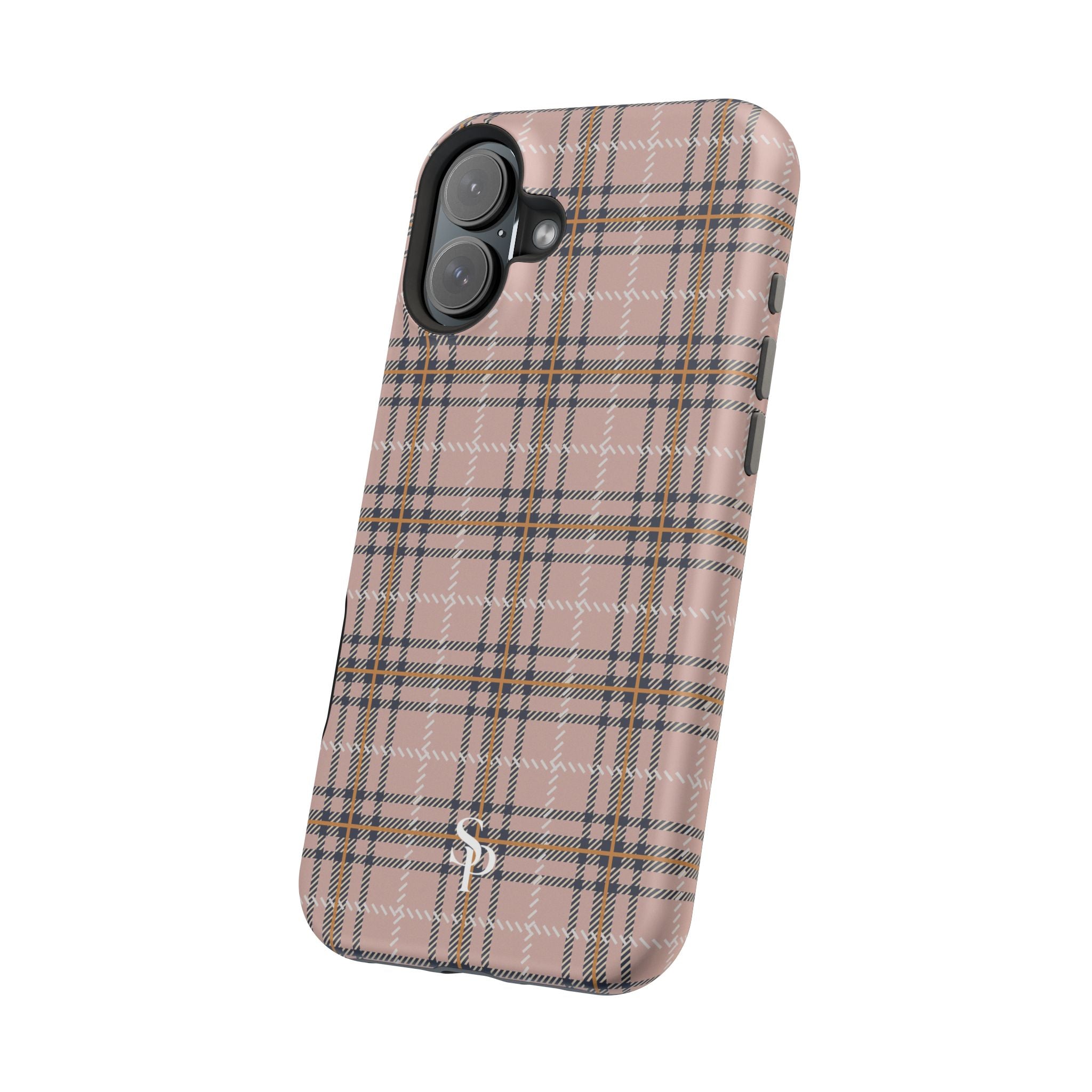 Pink Plaid Magnetic Impact-Resistant Phone Case