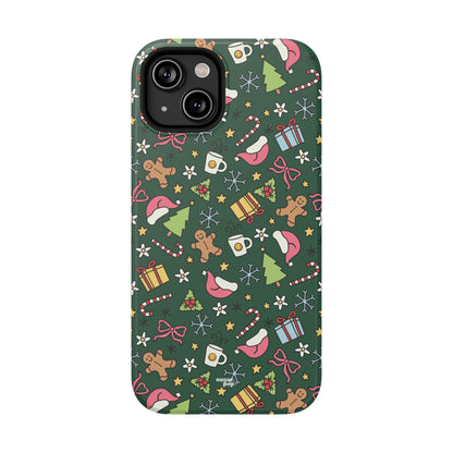 Green Festive Holiday Phone Case - Impact-Resistant Design for Christmas Cheer