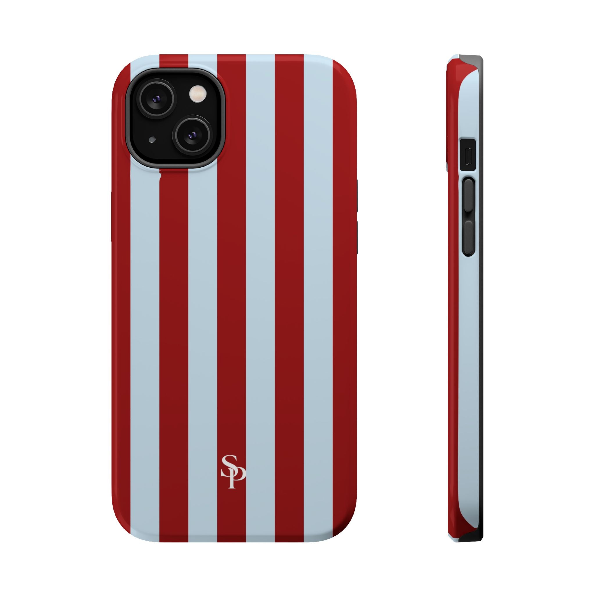 Red & Light Blue Vertical Stripe Magnetic Impact-Resistant Phone Case
