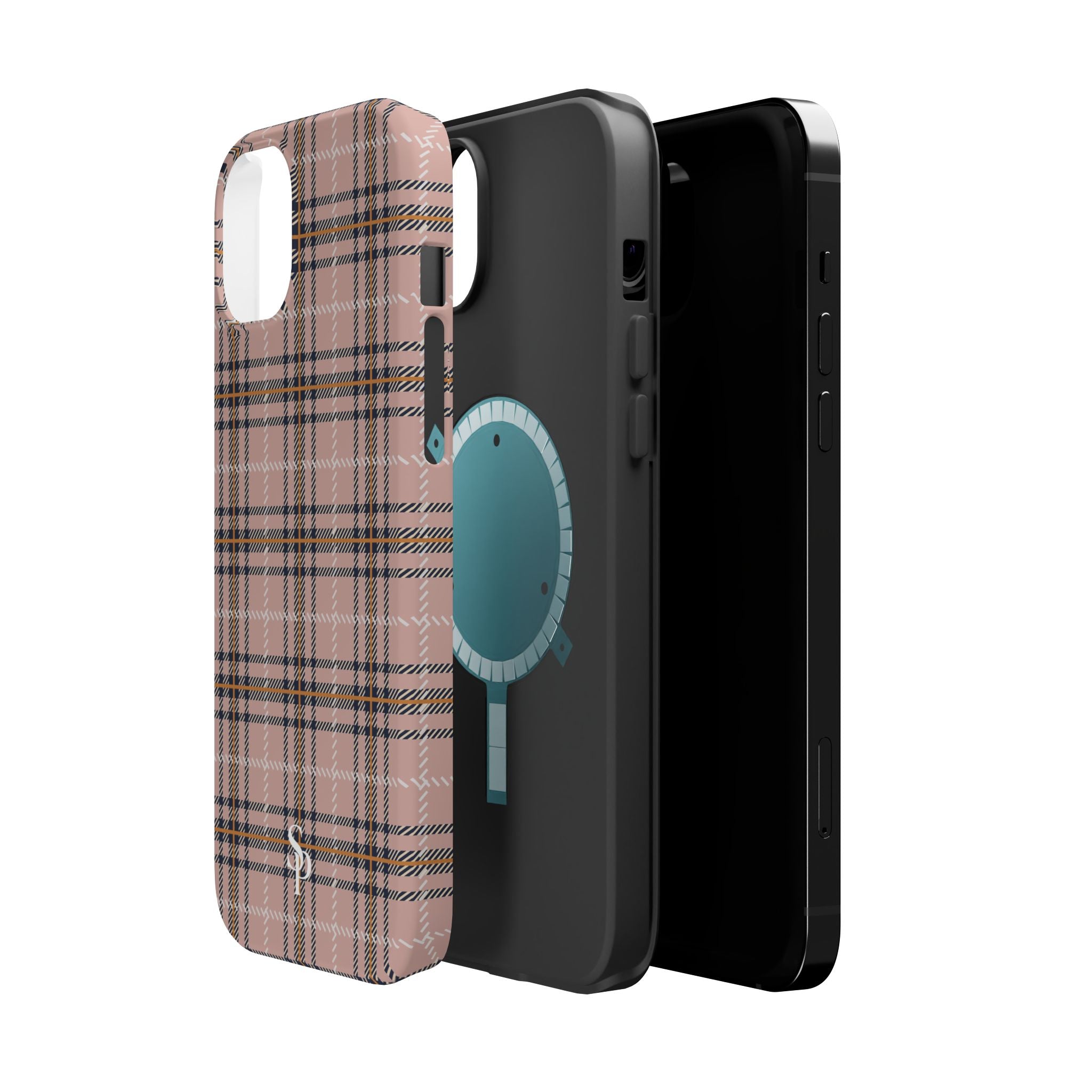 Pink Plaid Magnetic Impact-Resistant Phone Case