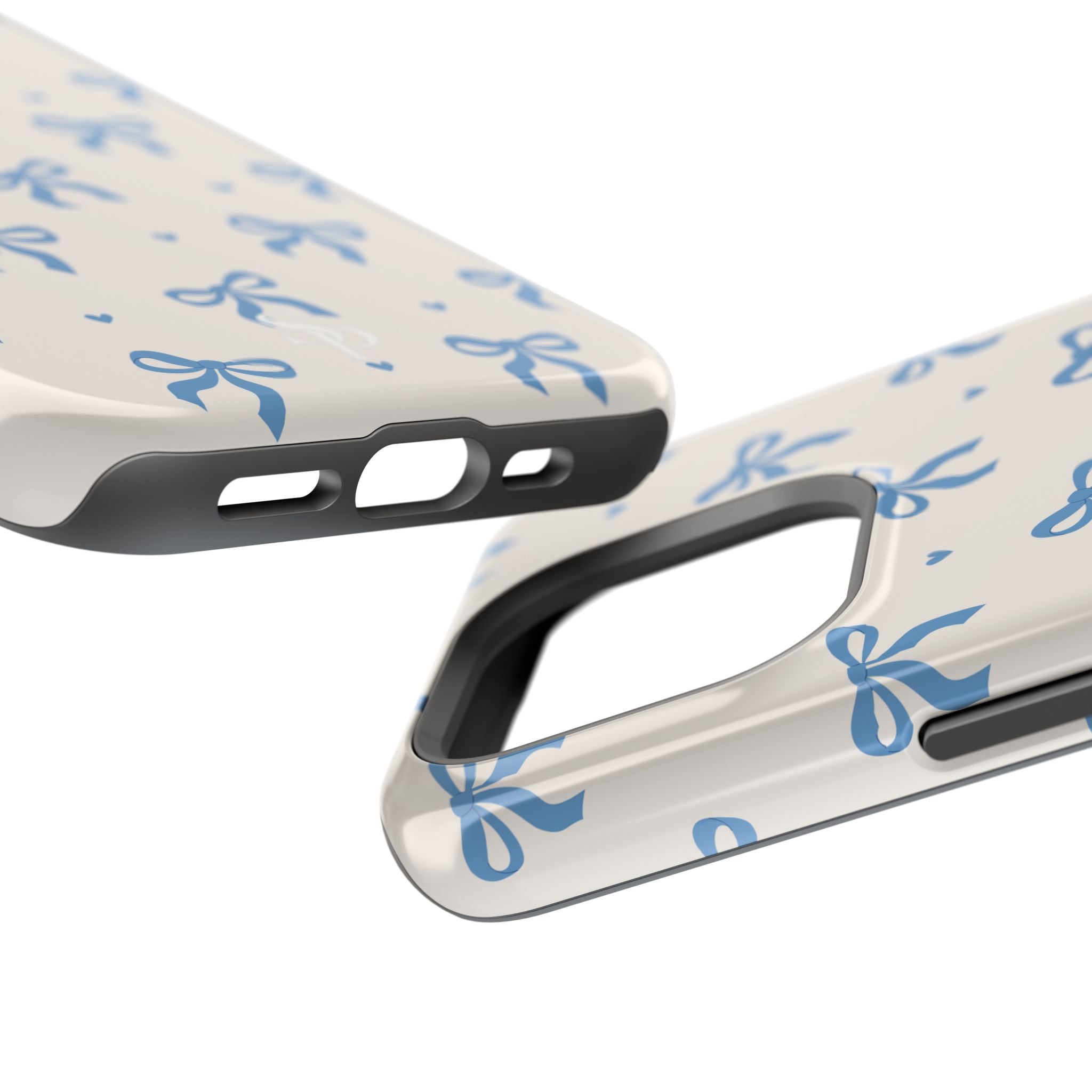 Blue Bow with Small Blue Hearts Magnetic Tough Case
