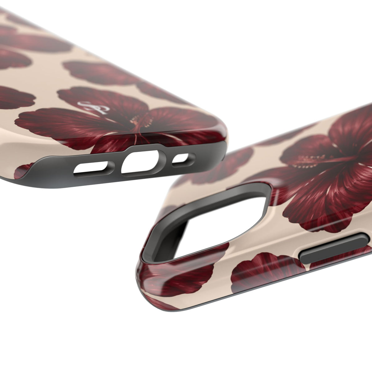 Burgundy Hibiscus Floral Magnetic Phone Case