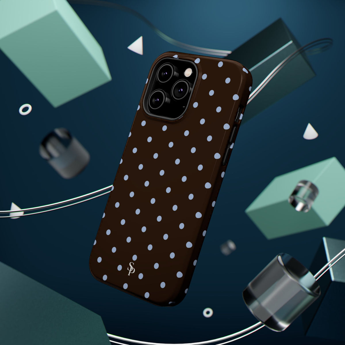 Brown & Light Blue Polka Dot Magnetic Phone Case