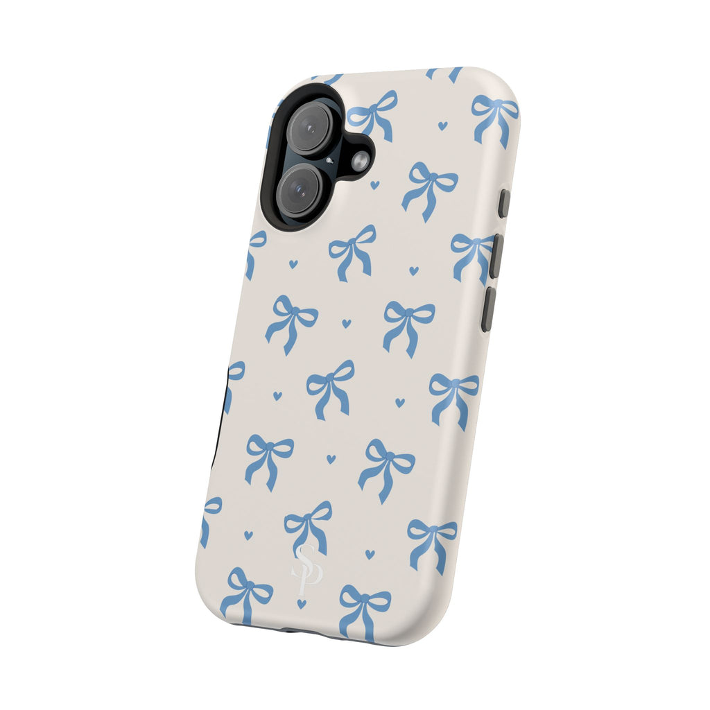 Blue Bow with Small Blue Hearts Magnetic Tough Case
