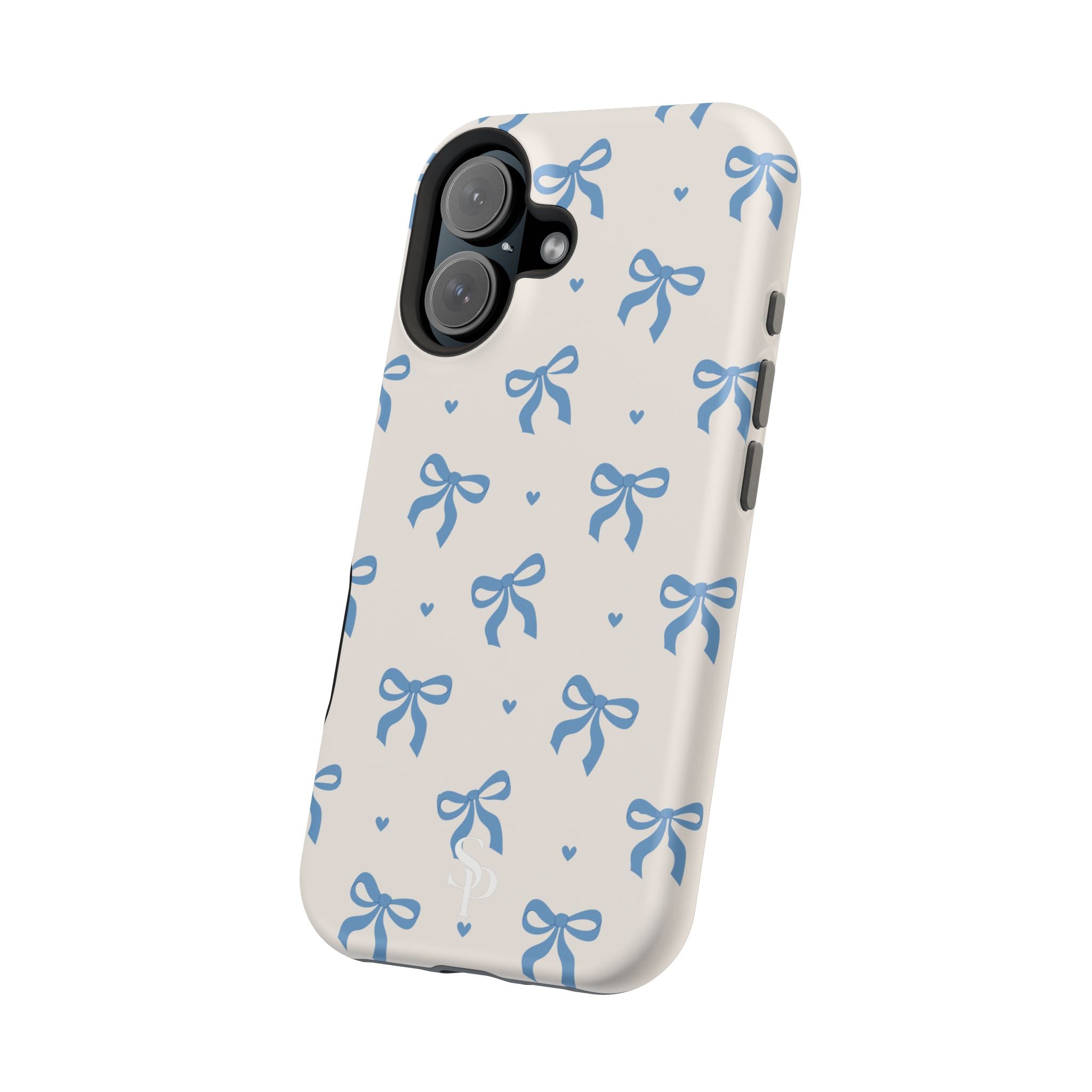 Blue Bow with Small Blue Hearts Magnetic Tough Case