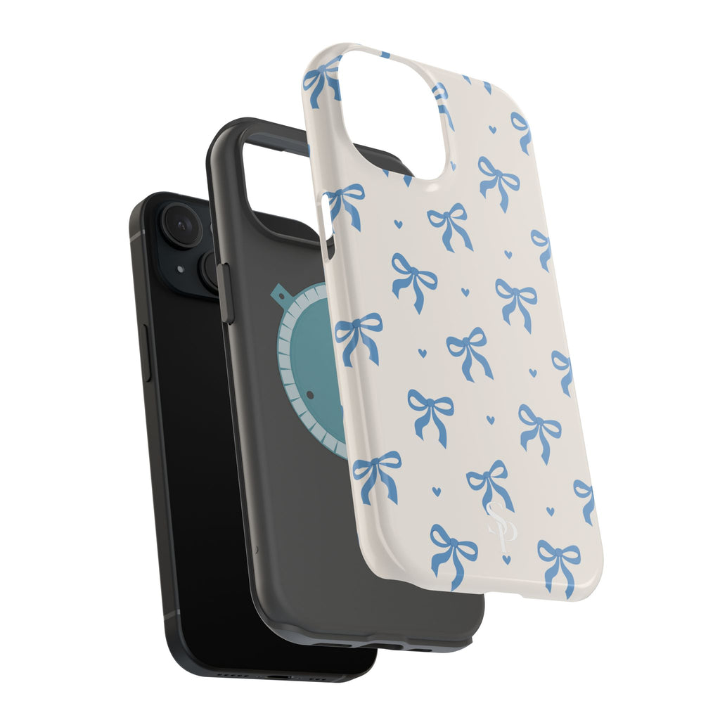 Blue Bow with Small Blue Hearts Magnetic Tough Case