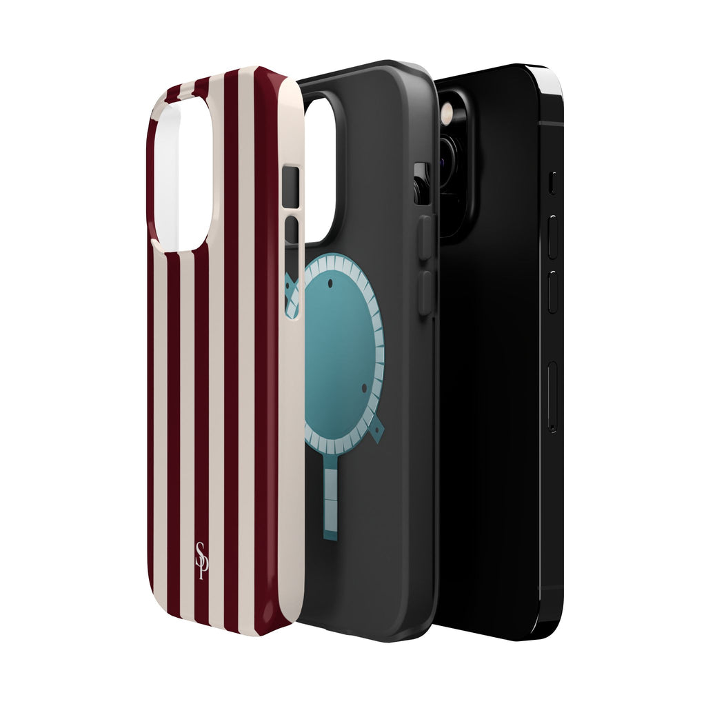 Burgundy Striped Magnetic Phone Case