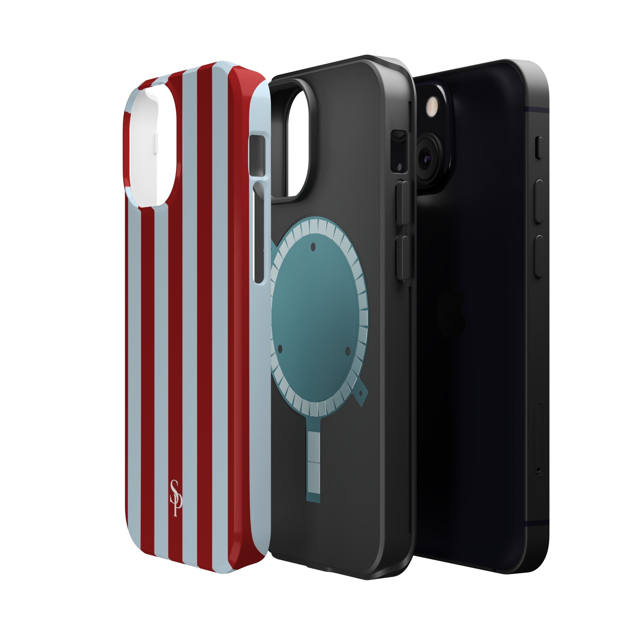 Red & Light Blue Vertical Stripe Magnetic Impact-Resistant Phone Case