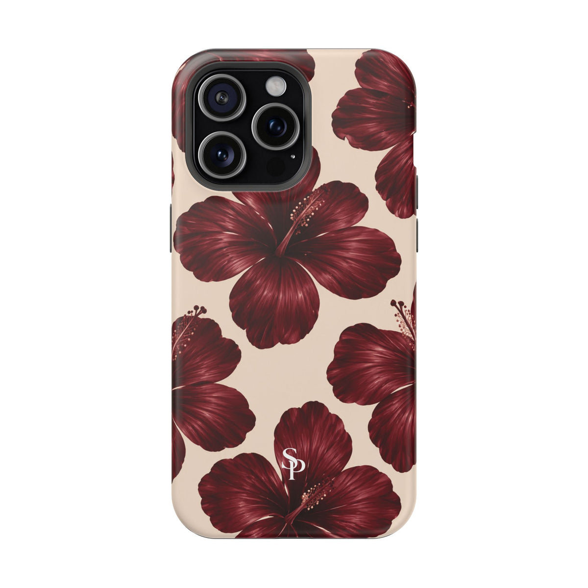 Burgundy Hibiscus Floral Magnetic Phone Case