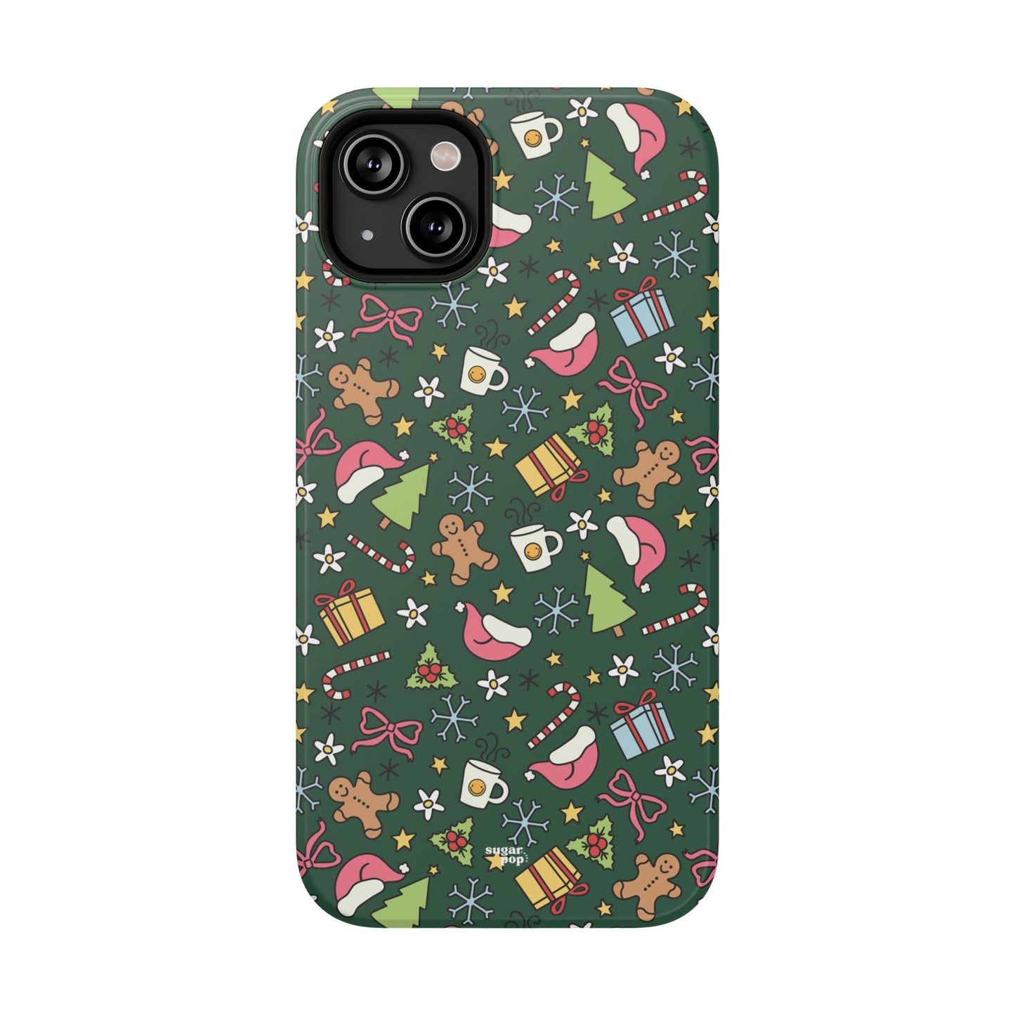 Green Festive Holiday Phone Case - Impact-Resistant Design for Christmas Cheer