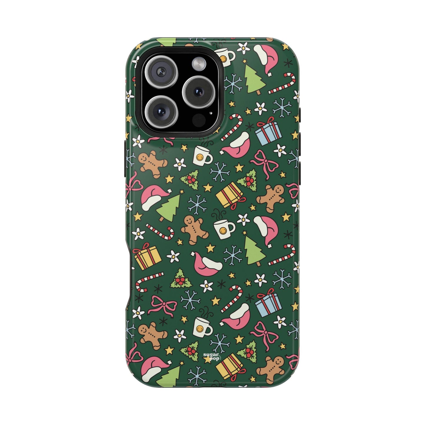 Green Festive Holiday Phone Case - Impact-Resistant Design for Christmas Cheer