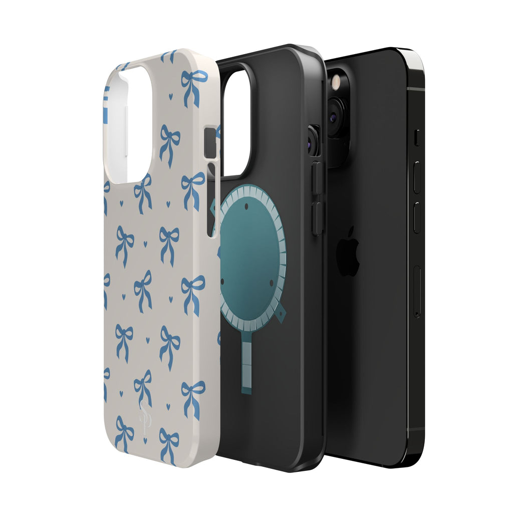 Blue Bow with Small Blue Hearts Magnetic Tough Case