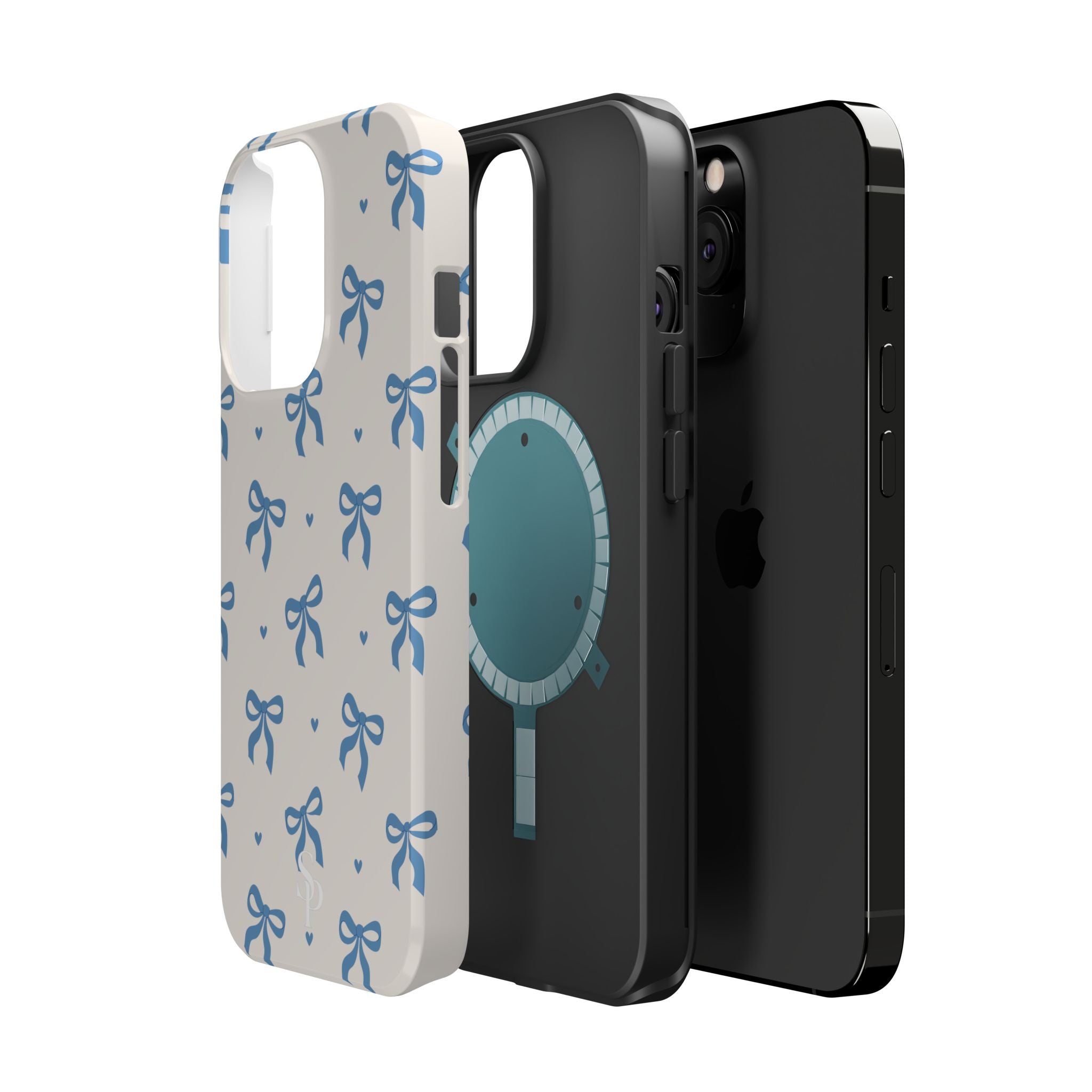 Blue Bow with Small Blue Hearts Magnetic Tough Case