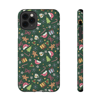 Green Festive Holiday Phone Case - Impact-Resistant Design for Christmas Cheer