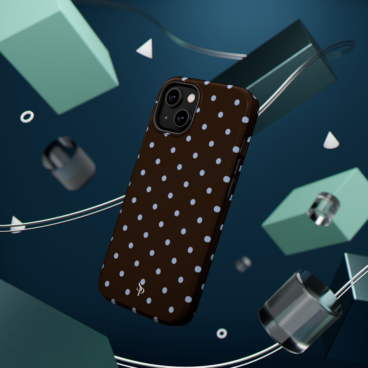 Brown & Light Blue Polka Dot Magnetic Phone Case