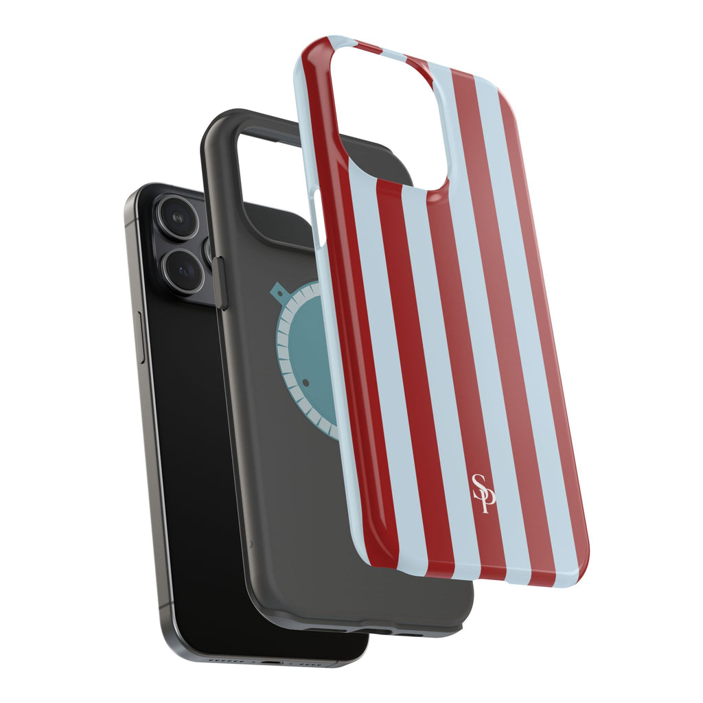 Red & Light Blue Vertical Stripe Magnetic Impact-Resistant Phone Case