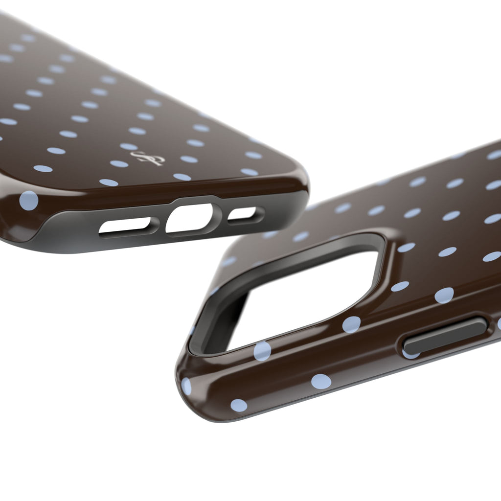 Brown & Light Blue Polka Dot Magnetic Phone Case