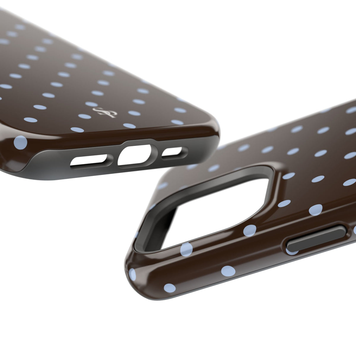Brown & Light Blue Polka Dot Magnetic Phone Case