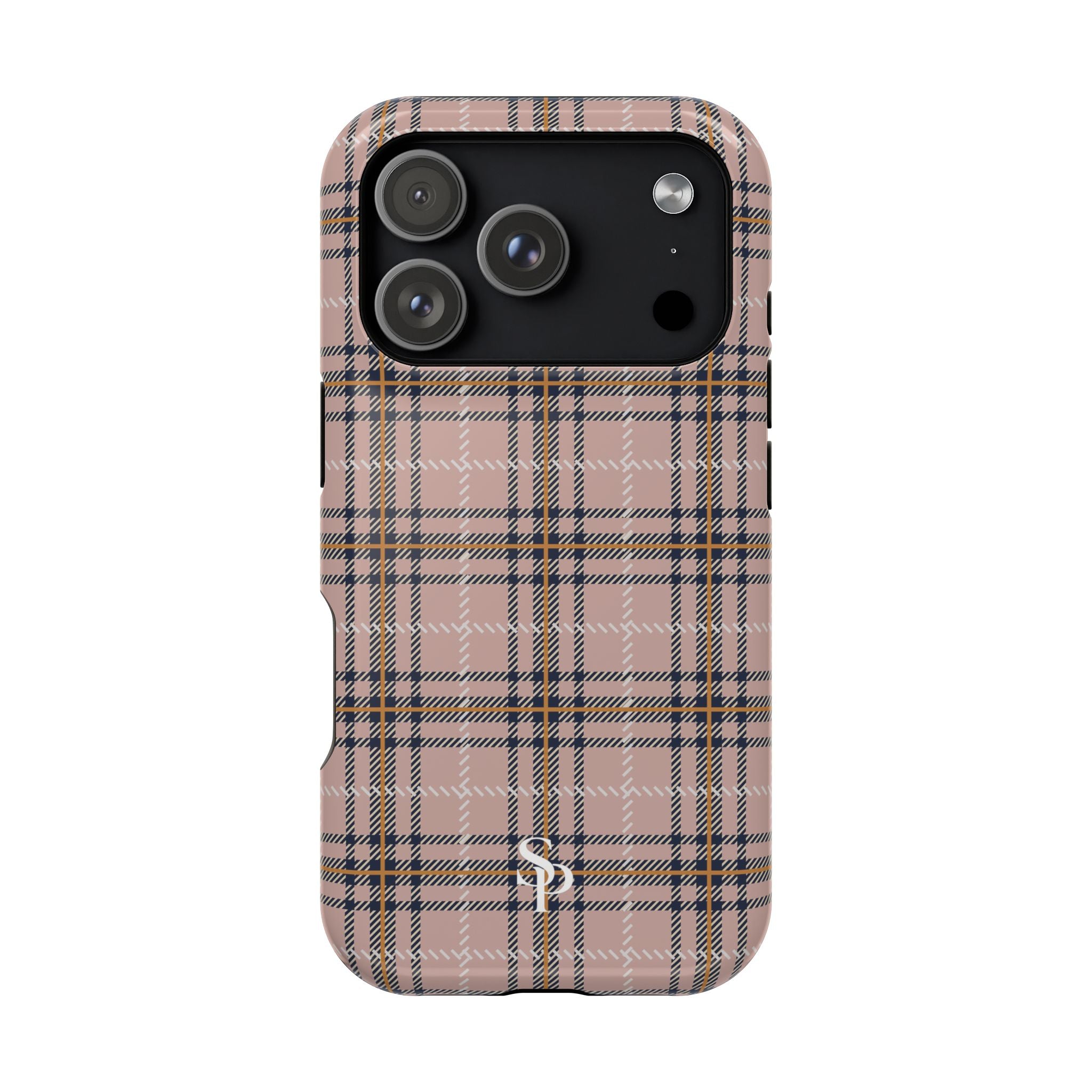 Pink Plaid Magnetic Impact-Resistant Phone Case