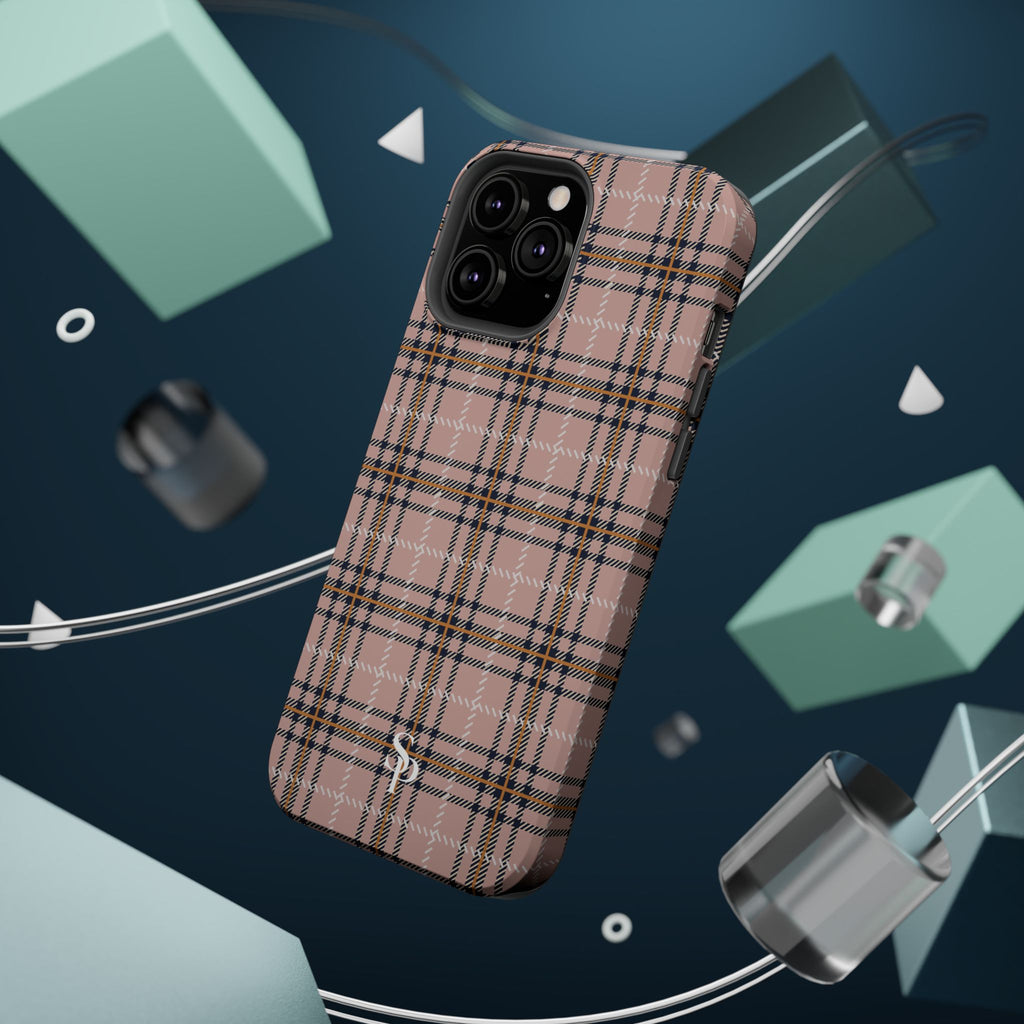 Pink Plaid Magnetic Impact-Resistant Phone Case