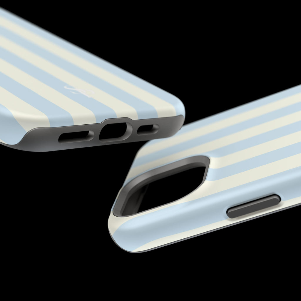 Pastel Blue & Cream Stripe Magnetic Impact-Resistant Phone Case
