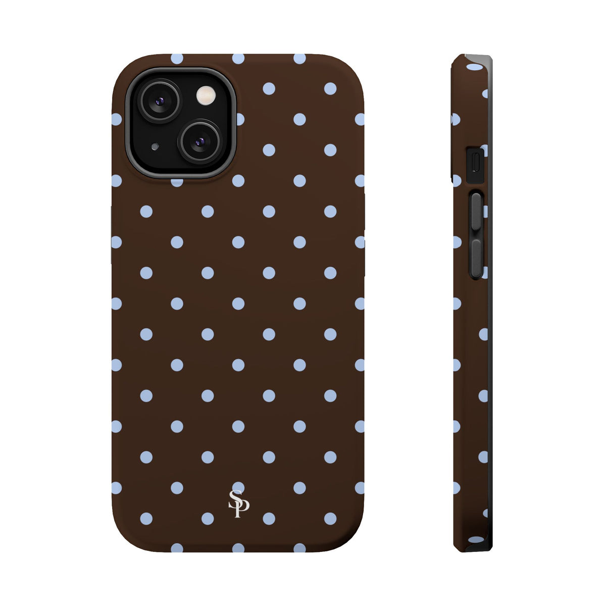 Brown & Light Blue Polka Dot Magnetic Phone Case
