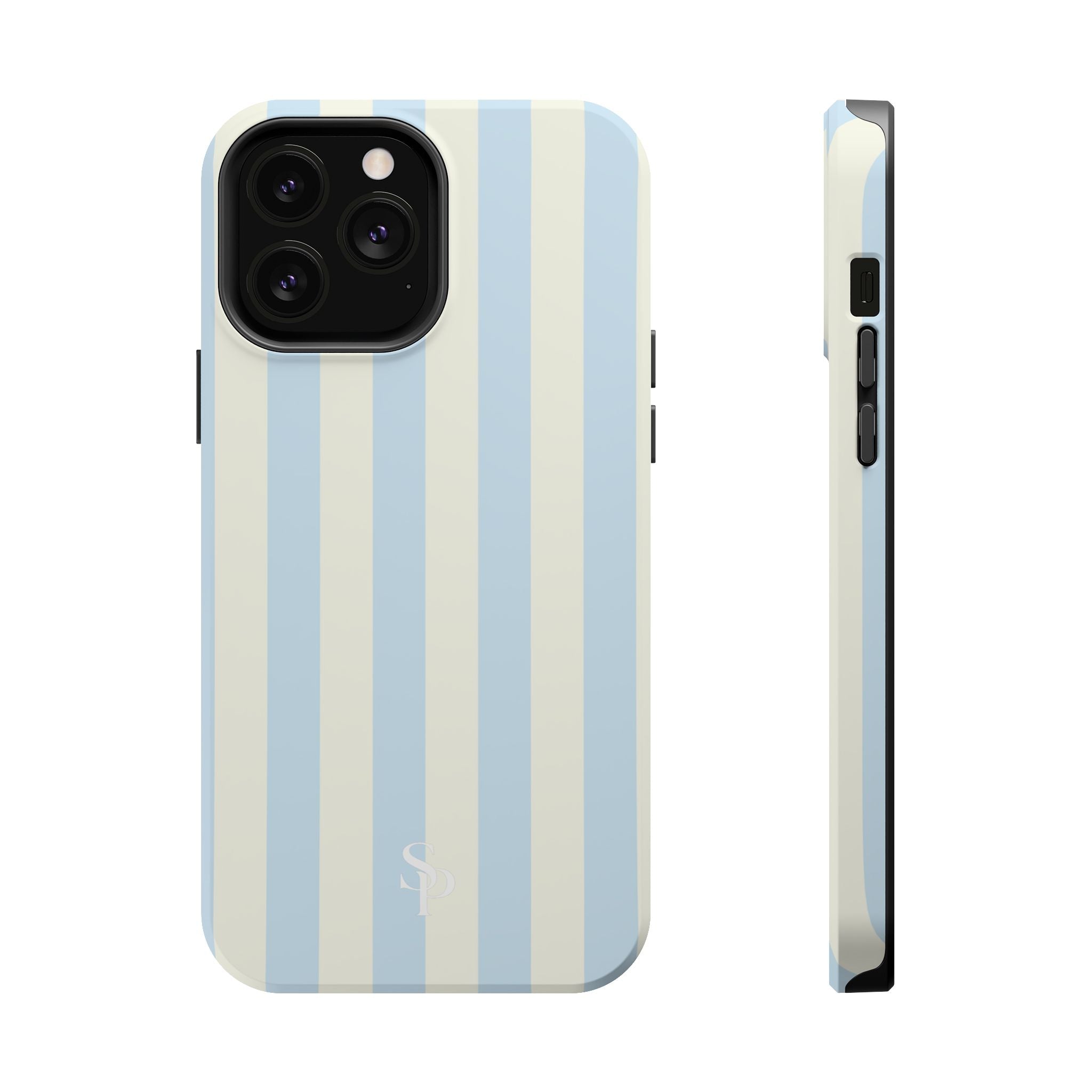 Pastel Blue & Cream Stripe Magnetic Impact-Resistant Phone Case