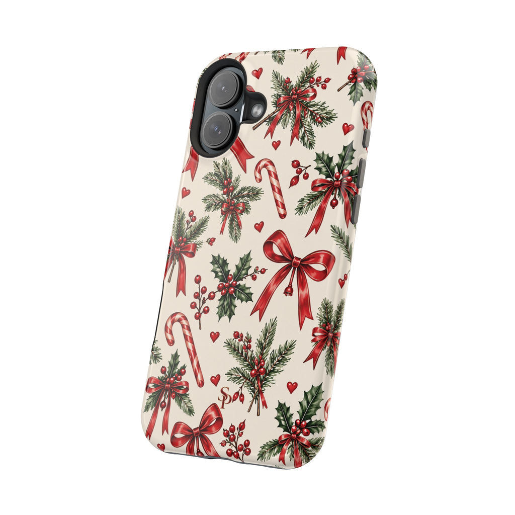 Christmas Candy Cane & Bow Magnetic Phone Case