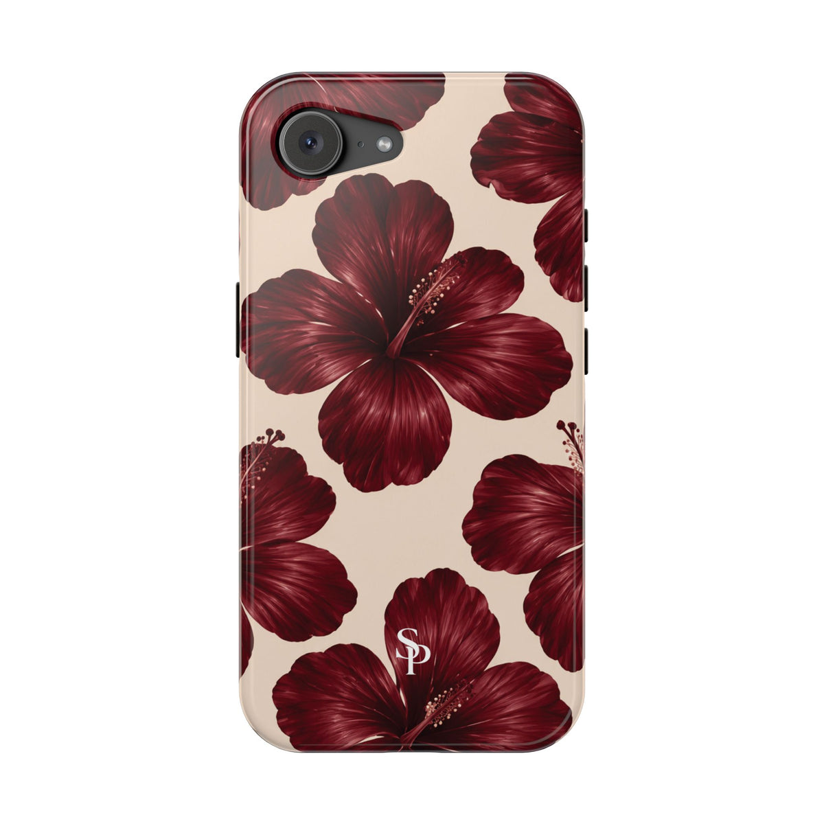 Burgundy Hibiscus Floral Magnetic Phone Case