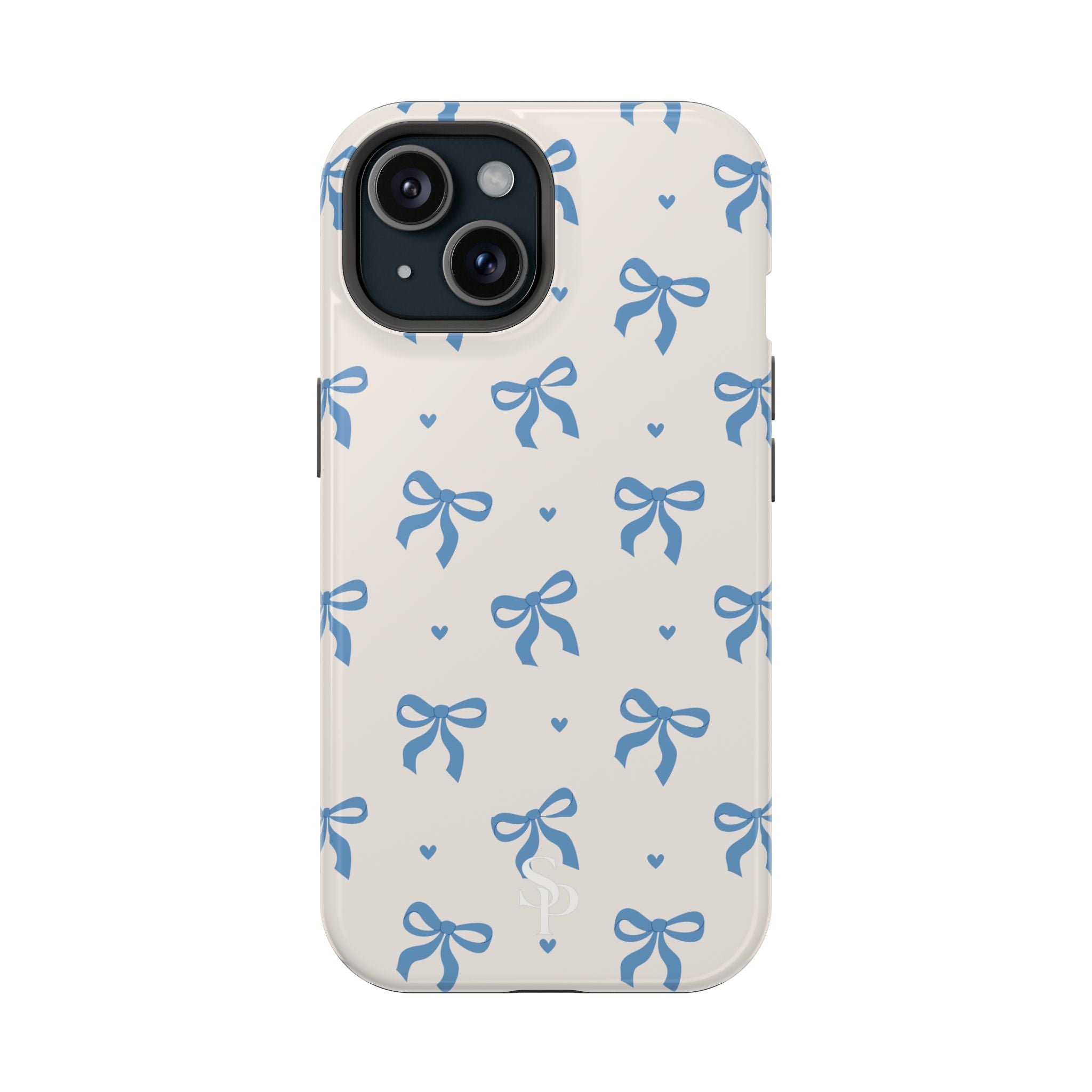 Blue Bow with Small Blue Hearts Magnetic Tough Case