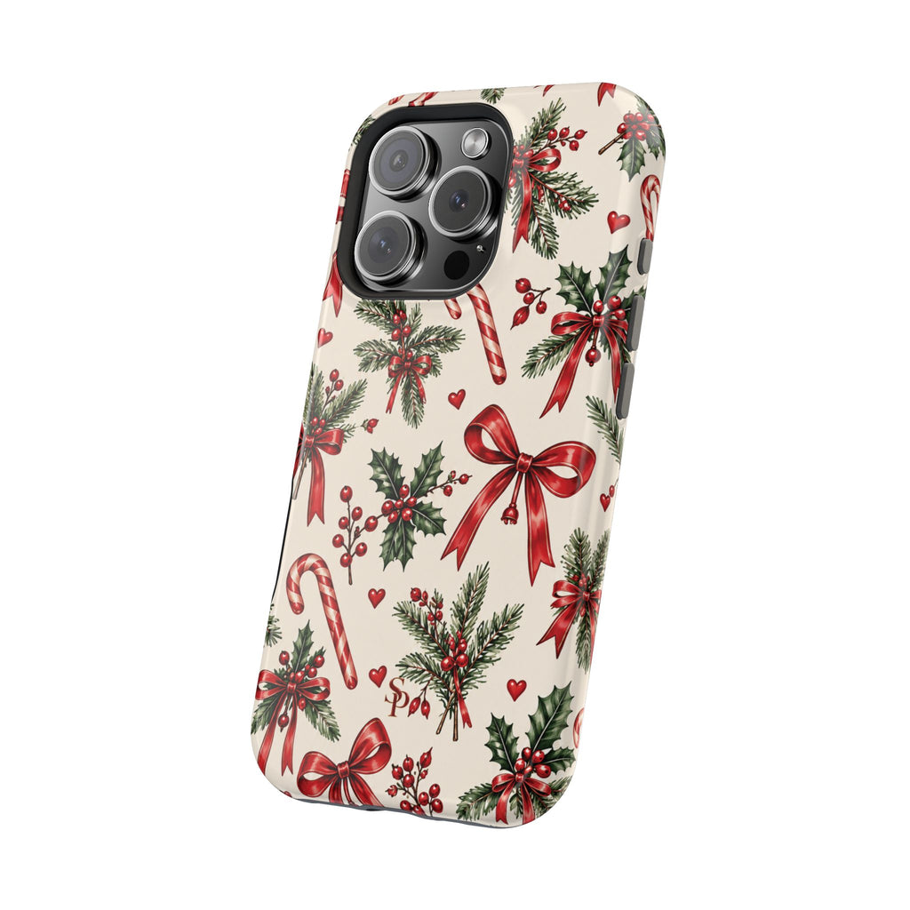 Christmas Candy Cane & Bow Magnetic Phone Case
