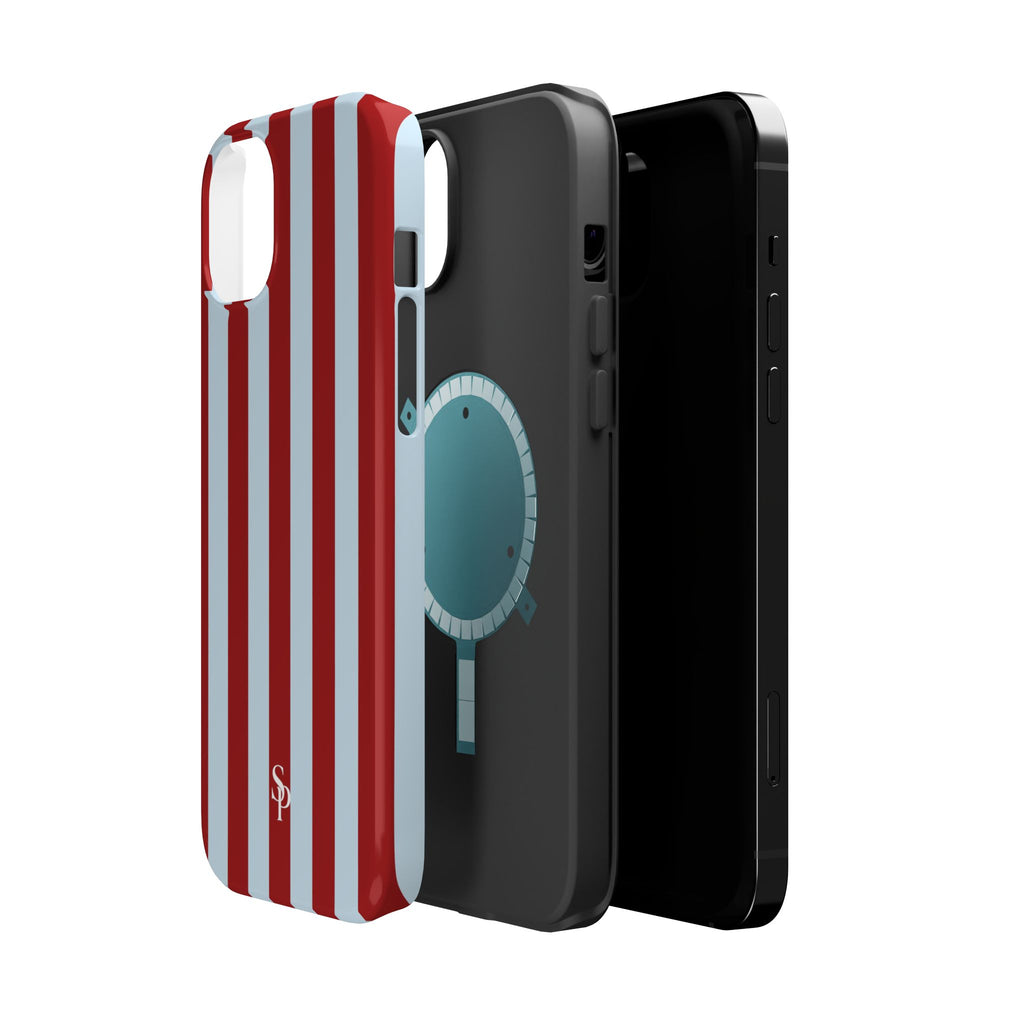 Red & Light Blue Vertical Stripe Magnetic Impact-Resistant Phone Case