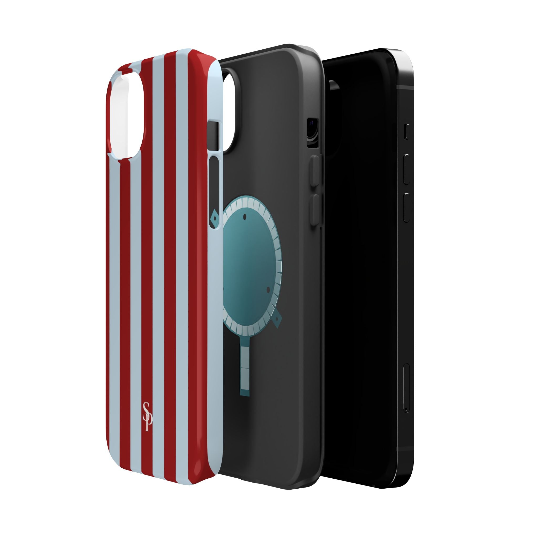 Red & Light Blue Vertical Stripe Magnetic Impact-Resistant Phone Case