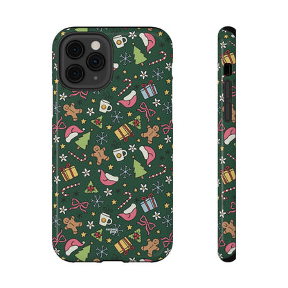 Green Festive Holiday Phone Case - Impact-Resistant Design for Christmas Cheer