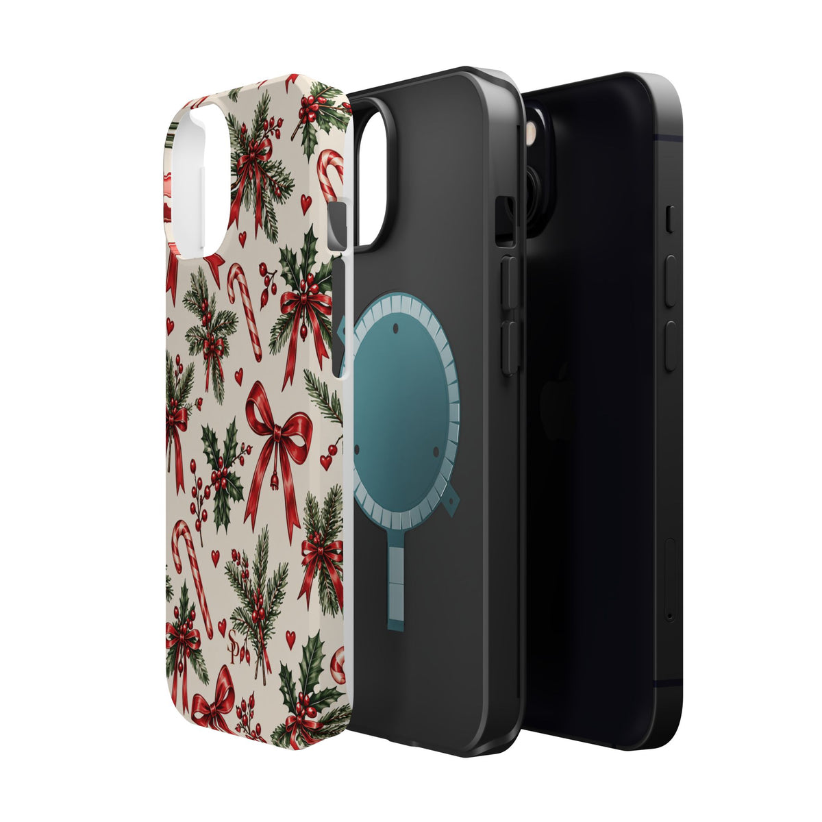 Christmas Candy Cane & Bow Magnetic Phone Case