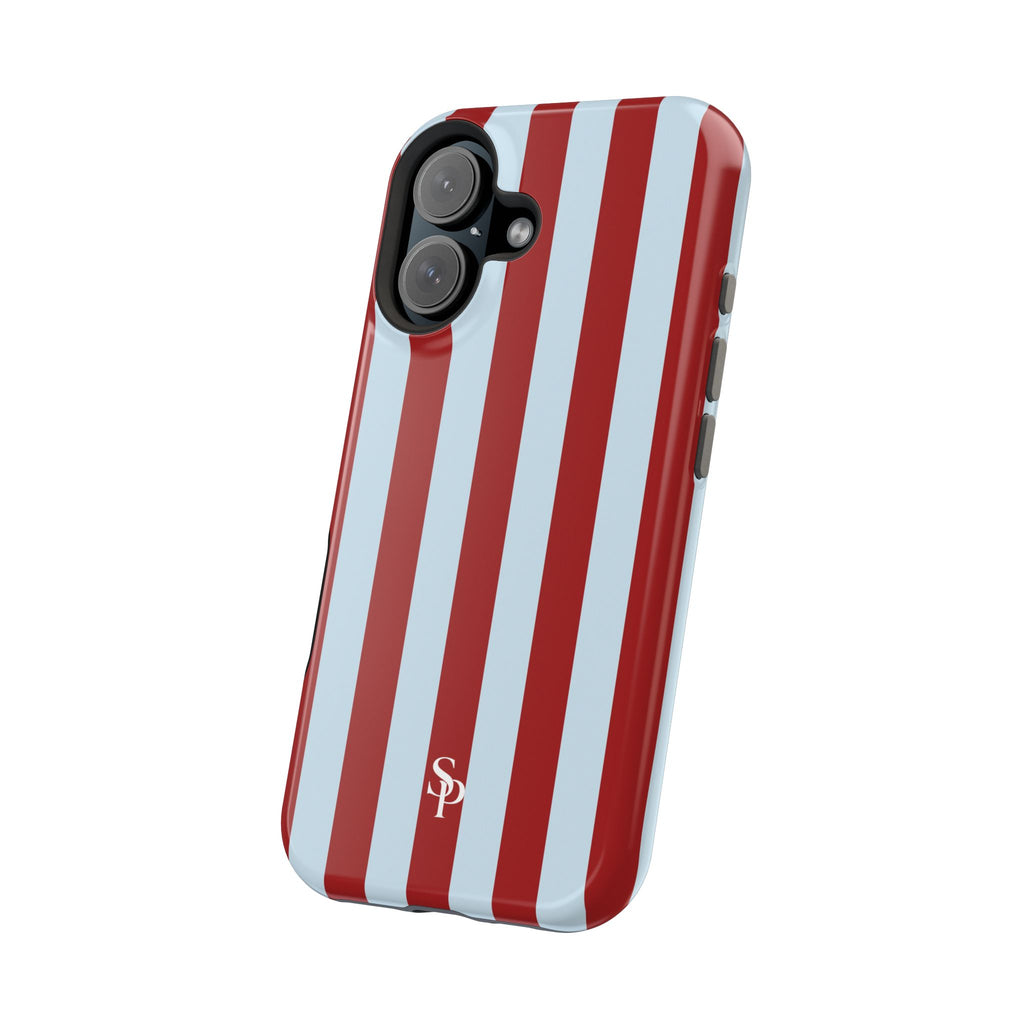 Red & Light Blue Vertical Stripe Magnetic Impact-Resistant Phone Case