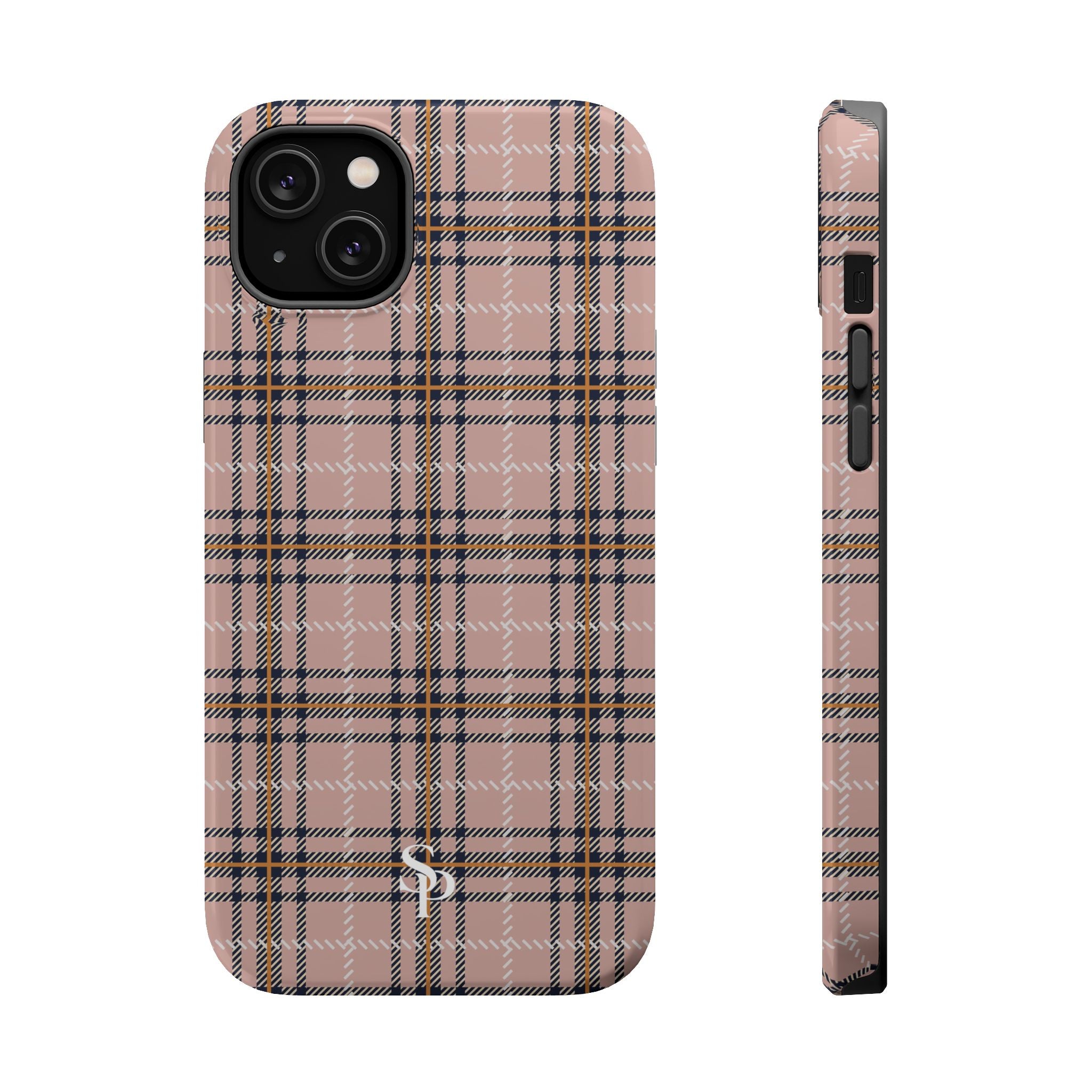 Pink Plaid Magnetic Impact-Resistant Phone Case