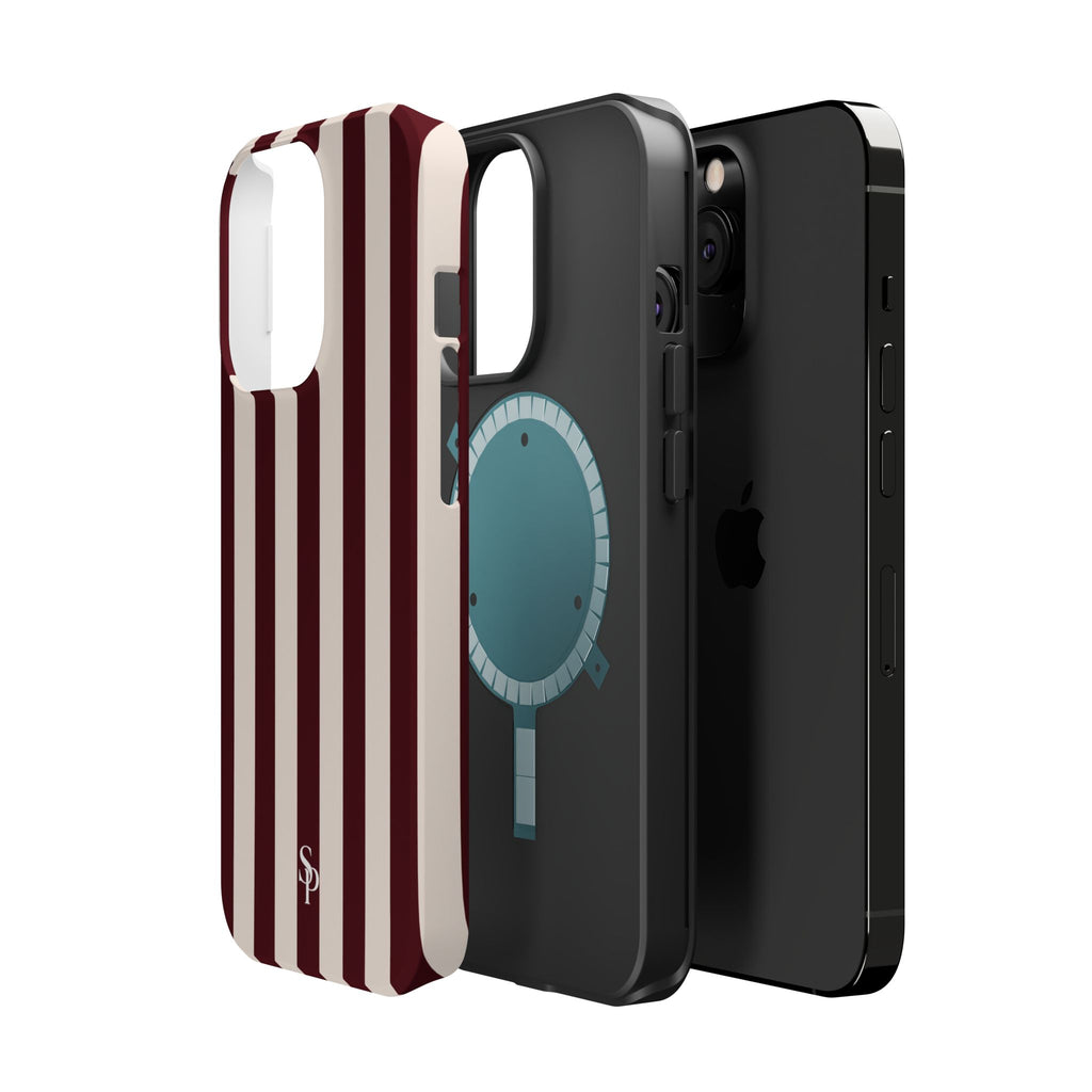Burgundy Striped Magnetic Phone Case